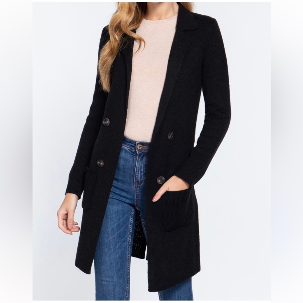 Classic Black Longline Cardigan Sweater